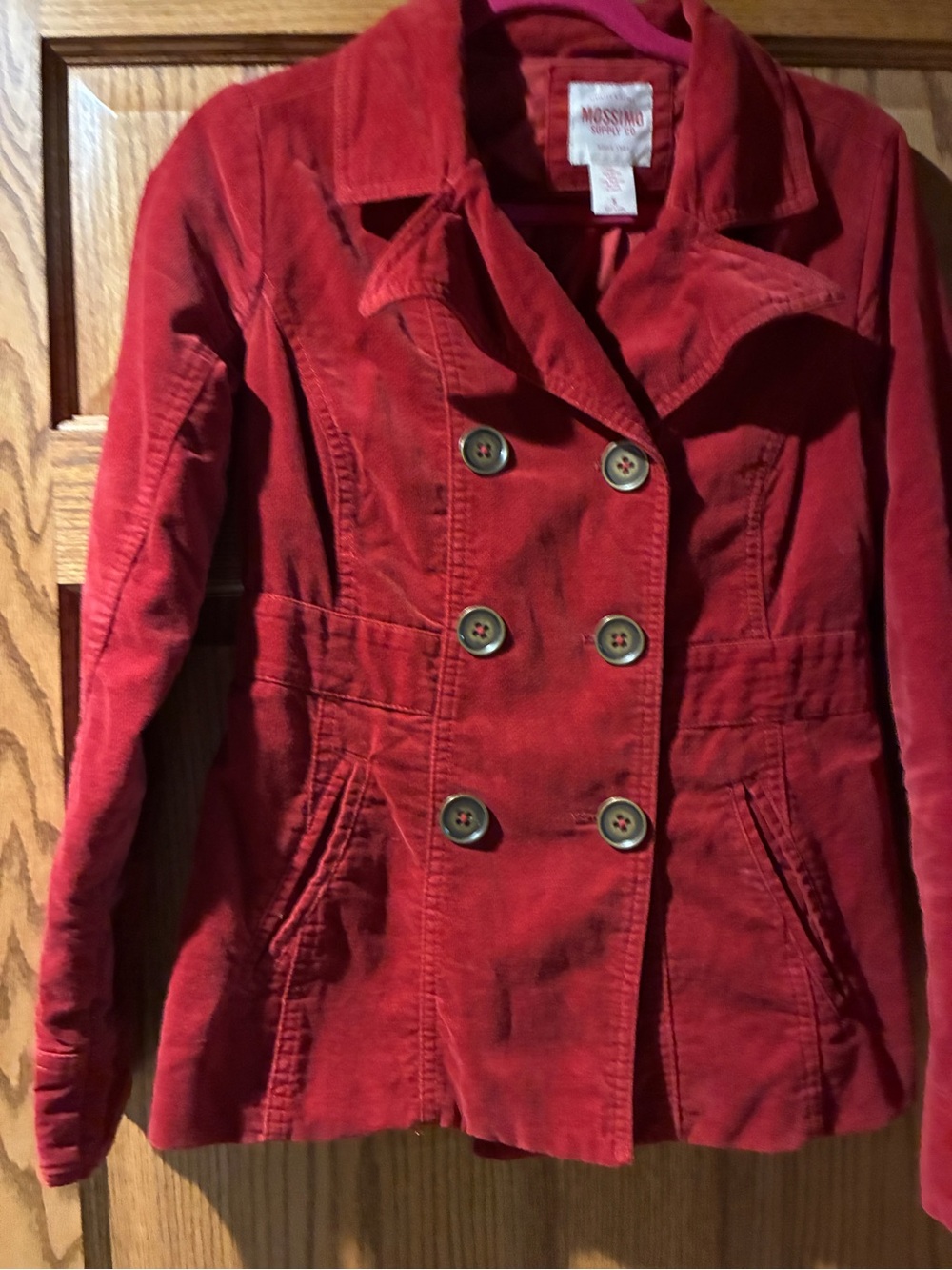 Mossimo Supply Co. Red Double-Breasted Corduroy Pea Coat